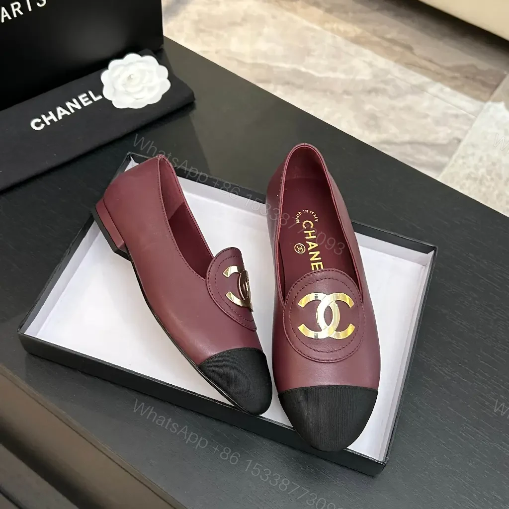View 10 of Burgundy Leather Flat + Cap Toe + Luxury Comfort Flats