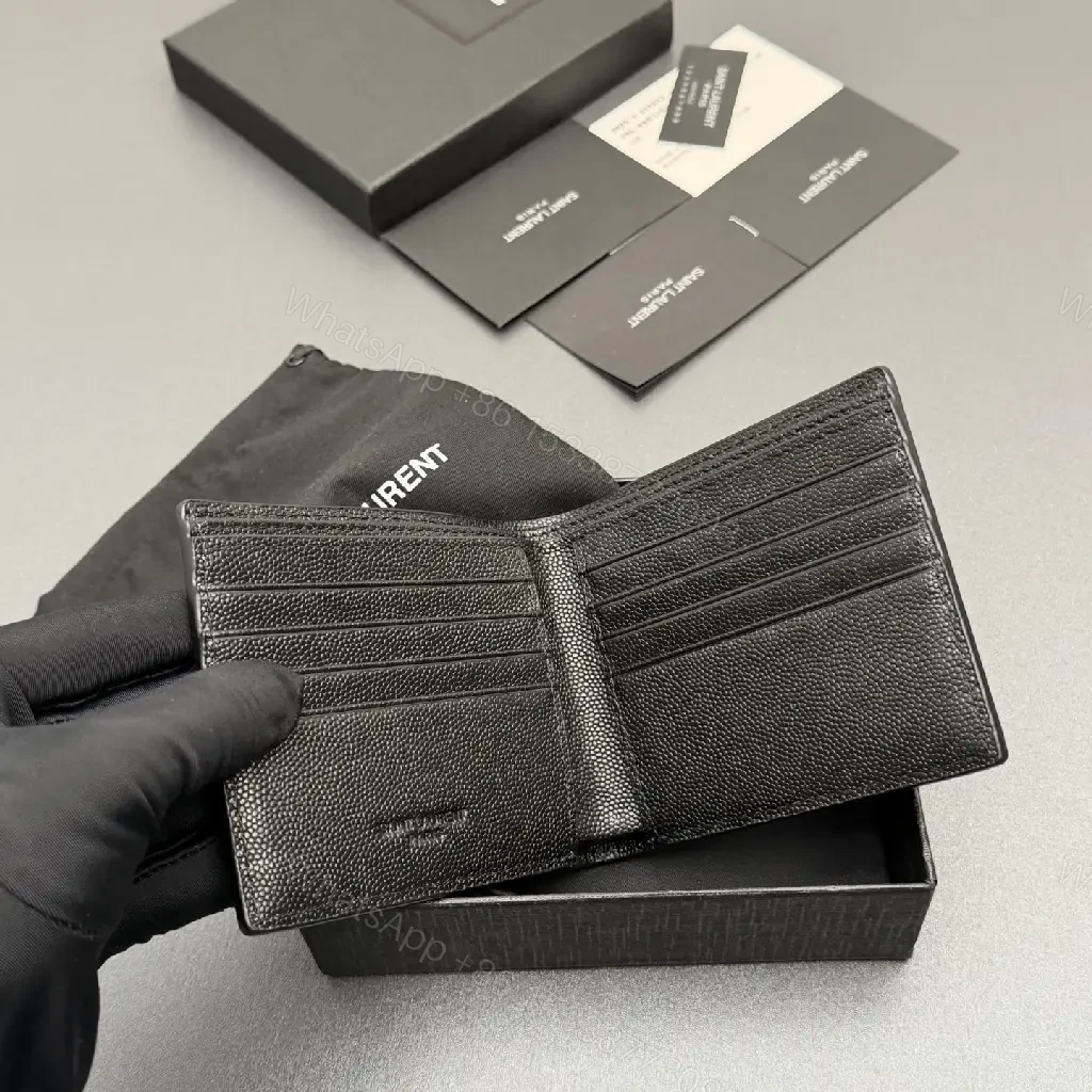 View 7 of Compact Black Pebble Leather Wallet: Minimal Luxury Style