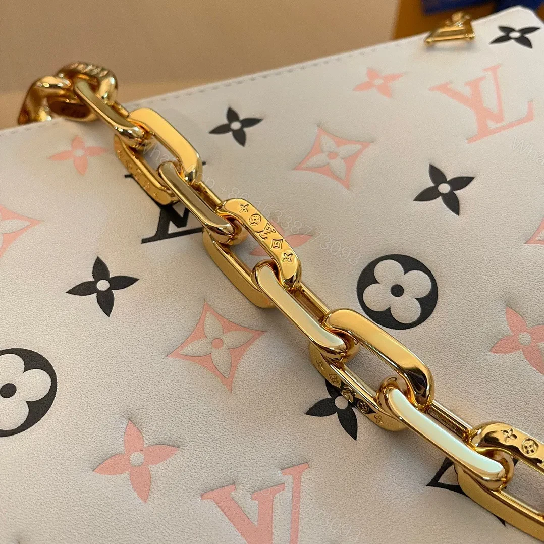 View 4 of Louis Vuitton LV Coussin Monogram Like Auth Handbags Mix Pink Black Pattern 26x20x12cm