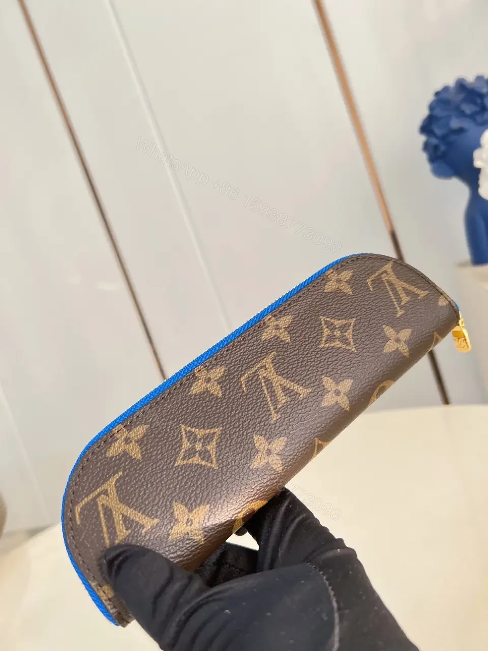 View 2 of Monogram Wallet on the Move – Charcoal Brown & Electric Blue Edge