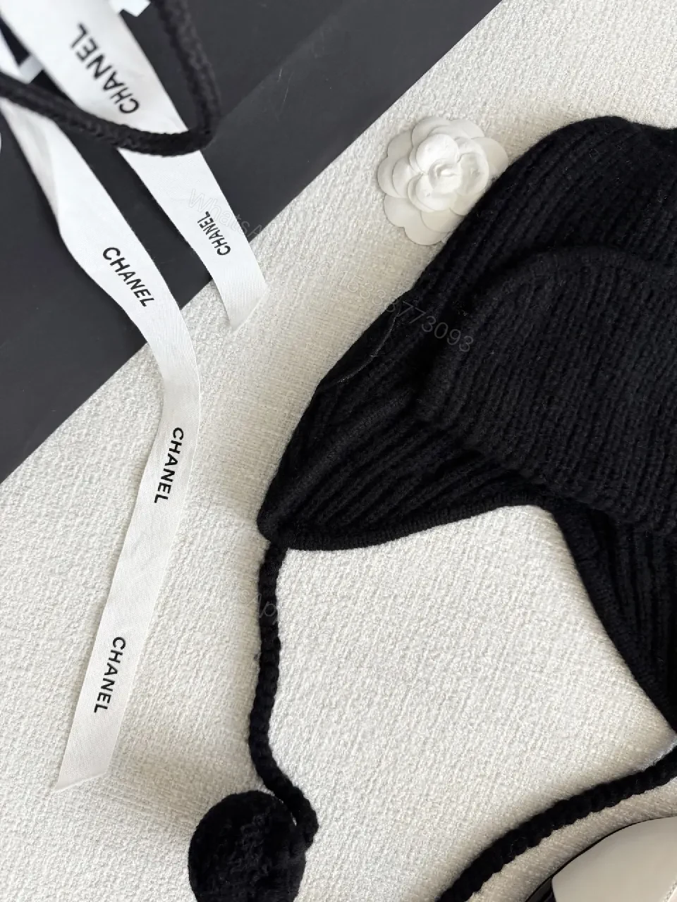 View 4 of Chic Knit Beanie with Logo Patches and Earflaps