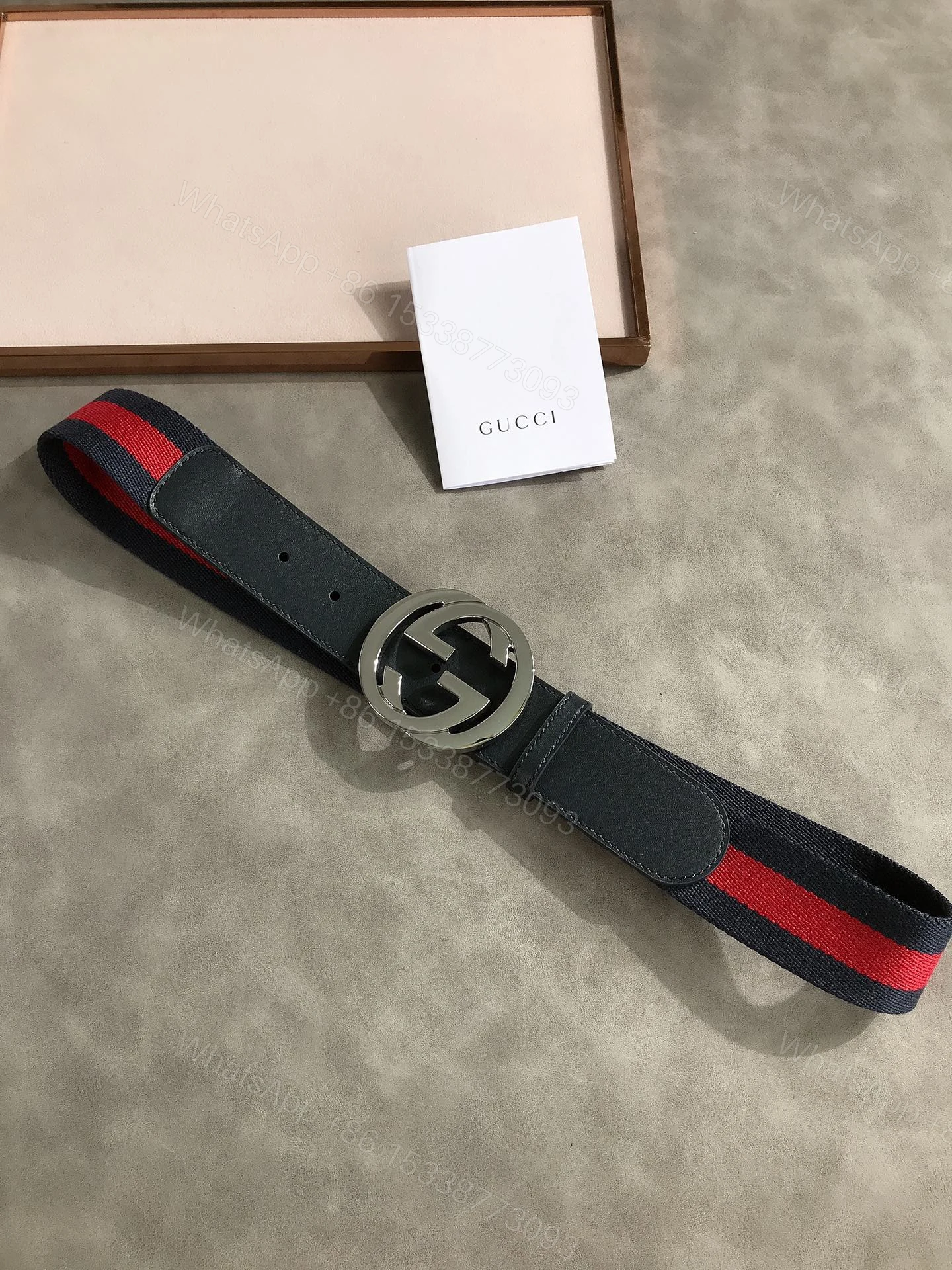 View 4 of GUCCI’S WEB BELT WITH G BUCKLE NAVY 4CM 411924 H917N 8497