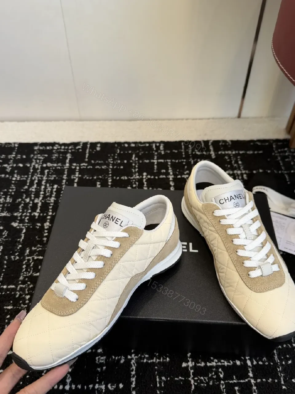 View 3 of Quilted Leather Sneaker: Luxe Chanel-Inspired Comfort Shoes