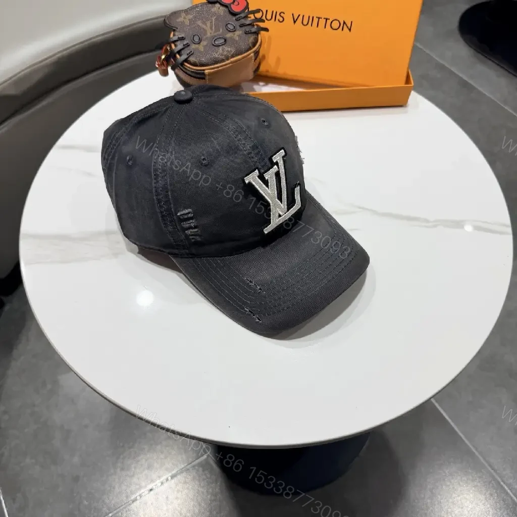 View 2 of Dark Essentials Black Cap with Subtle LV Accent