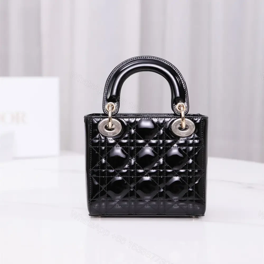 View 2 of 高仿Dior*Lady戴妃包漆面小牛皮淡金扣Mini免檢版