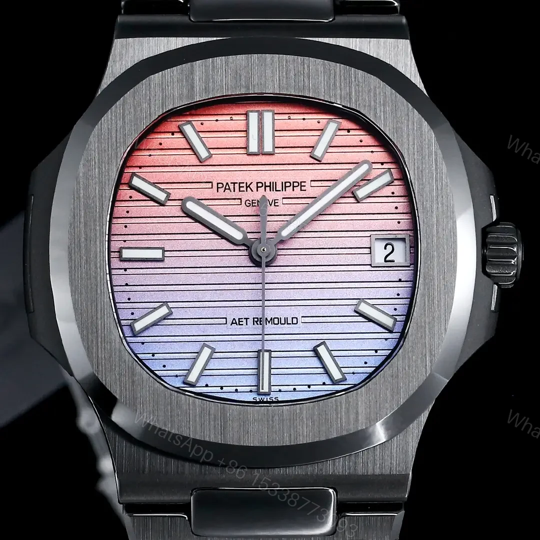 View 3 of Patek Philippe Gradient Black Nautilus Ceramic Bracelet Pink Blue Dial 40mm PP-NAU-GRAD-PBL-CER40