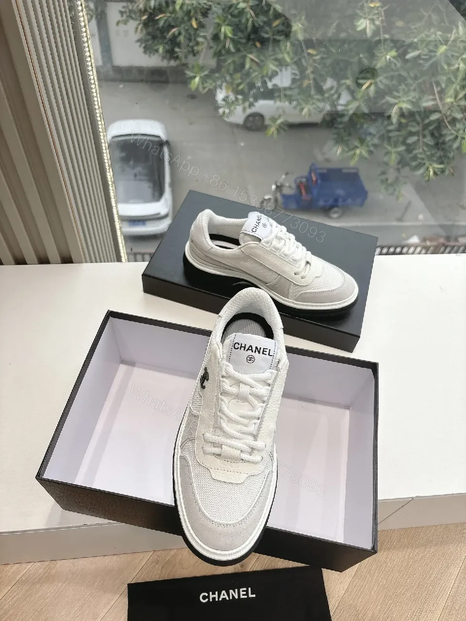 View 3 of White Luxe Sneaker: Premium Mesh, Classic Detailing, High-Top Style