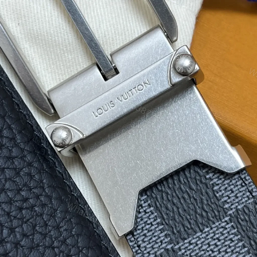 View 9 of Dual-Texture Leather Belt: Mono-Chic Checkerboard Accent Belt