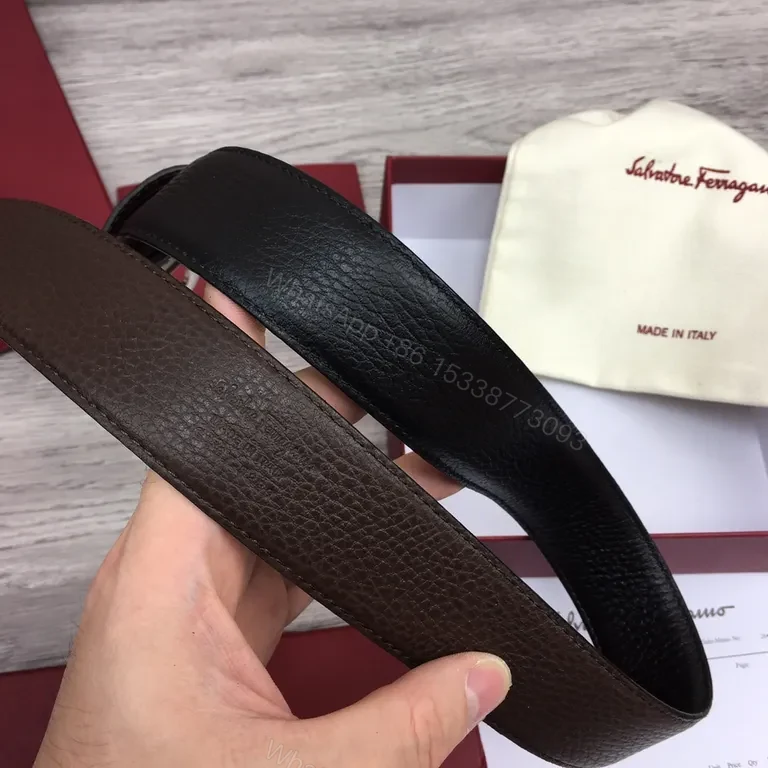 View 9 of Bold Gancini Belt with Silver Buckle - Ferragamo Signature Leather Belt