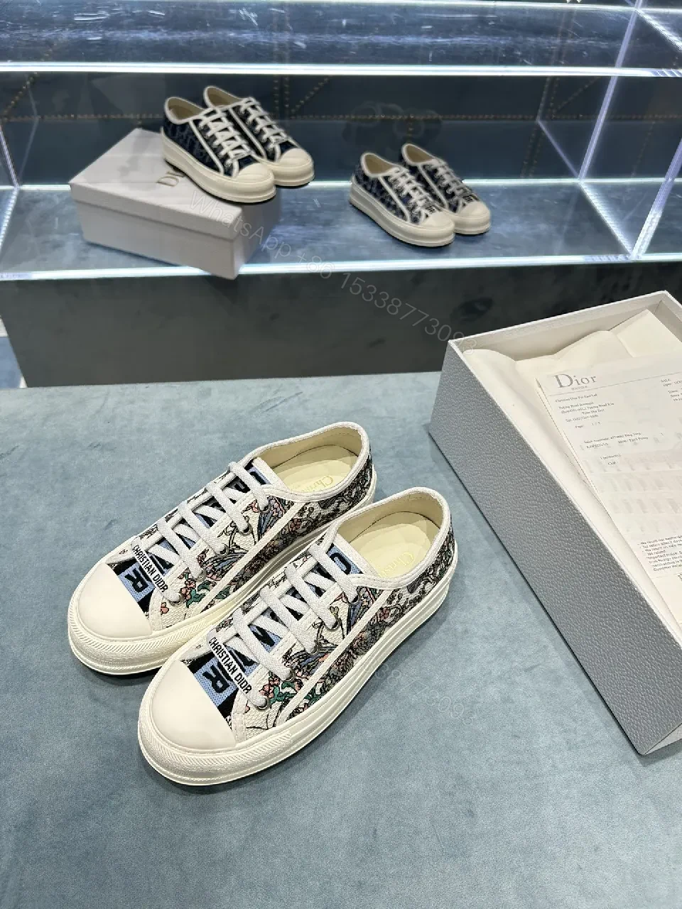 View 6 of Street-Chic Dior-Print Low-Top Sneakers