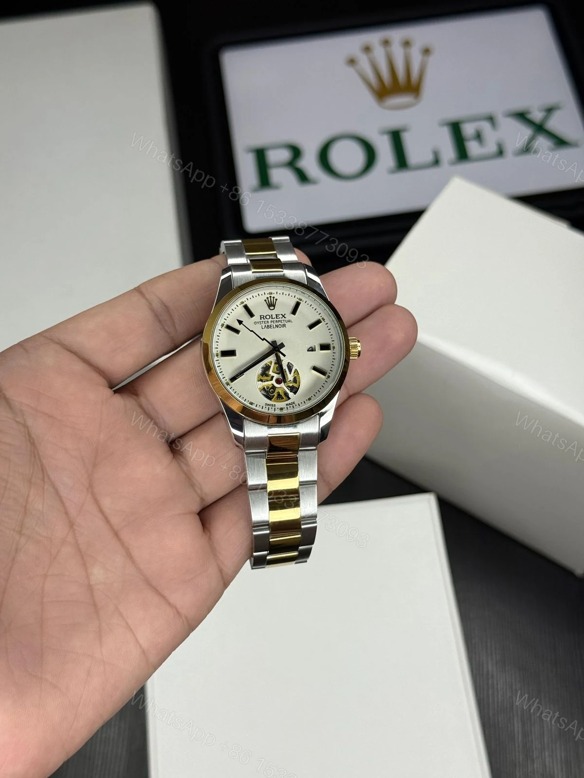 View 3 of First Copy Rolex Men’s Open Back Watch