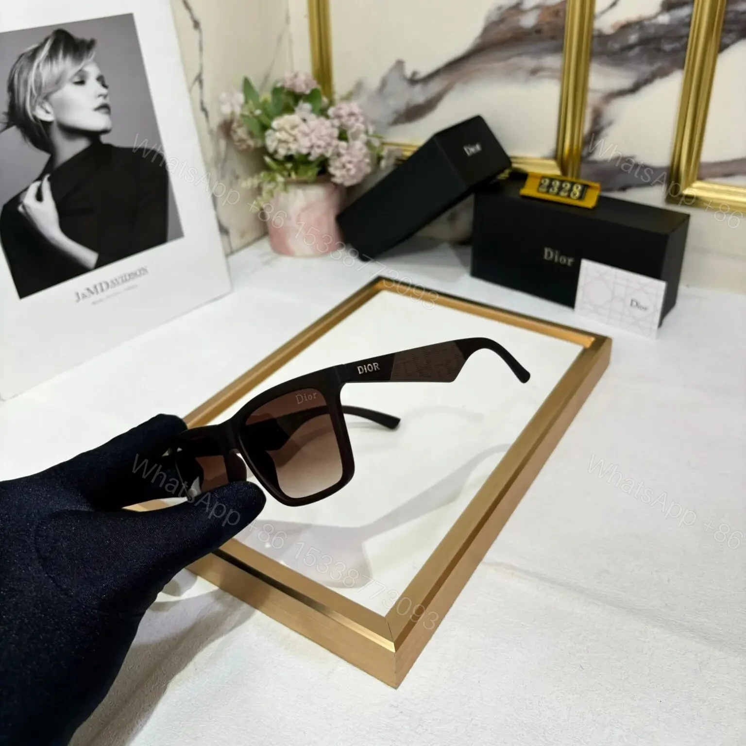 View 2 of Dior Wayfarer Black Sunglasses with UV Protection