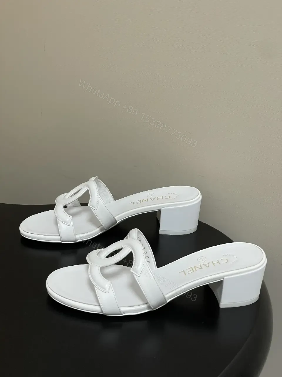 View 7 of White Calfskin Block-Heel Sandals: Couture-Inspired Comfort