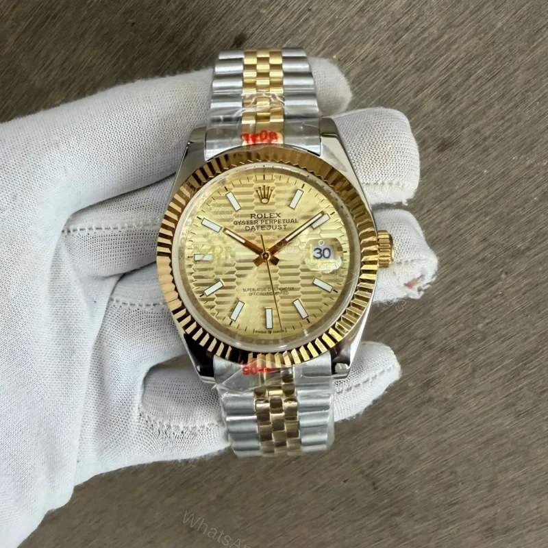 View 8 of Rolex Date Just 41mm Gold Dial Automatic Stainless Steel