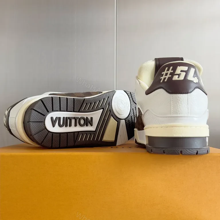 View 3 of Minimalist Luxury Sneakers: LV-Inspired Leather High-Tops