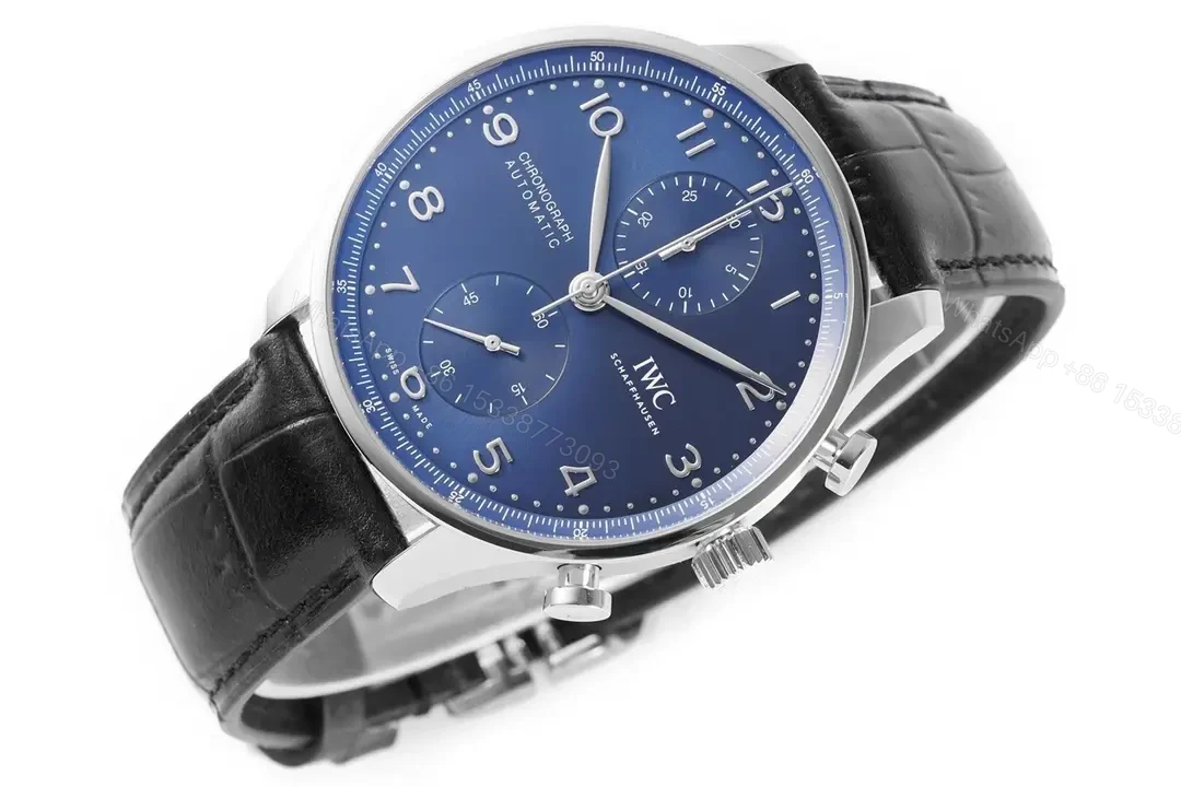 View 7 of IWC 150th Portugal Chronograph Blue Dial Black Leather Strap Ultimate 40MM IWC-PORT-150-CHR-BLU40