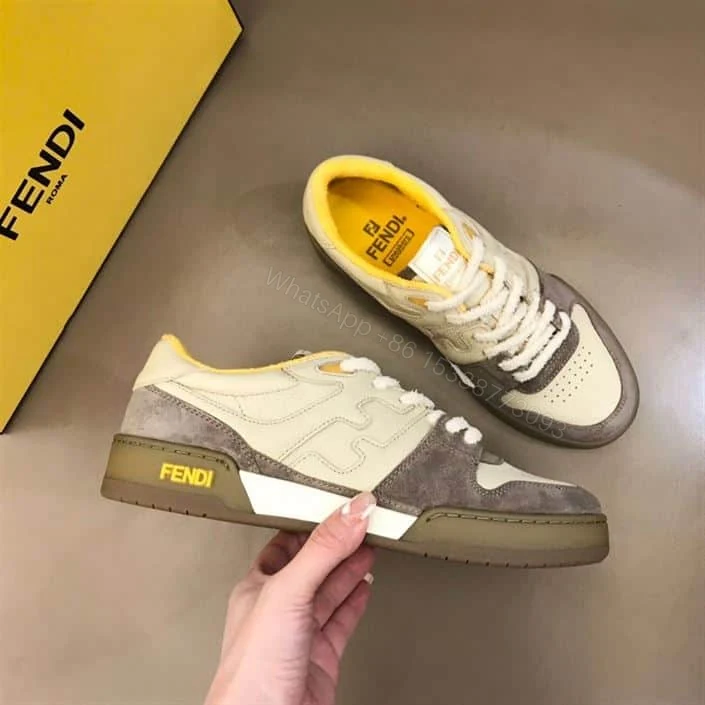 View 6 of Fendi Match Beige Suede Low-Top Sneakers – FD32
