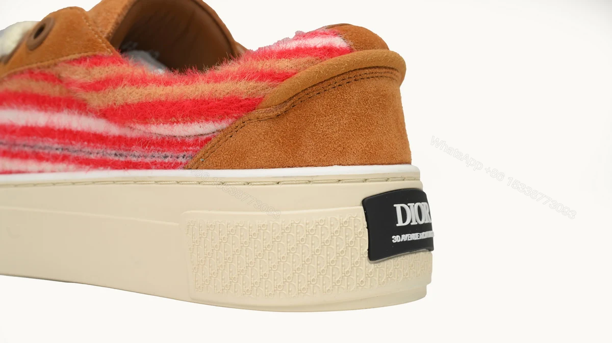 View 8 of Dior B33 Sneakers Release Brown Red Stripes 3SN272 ZIR1 6536