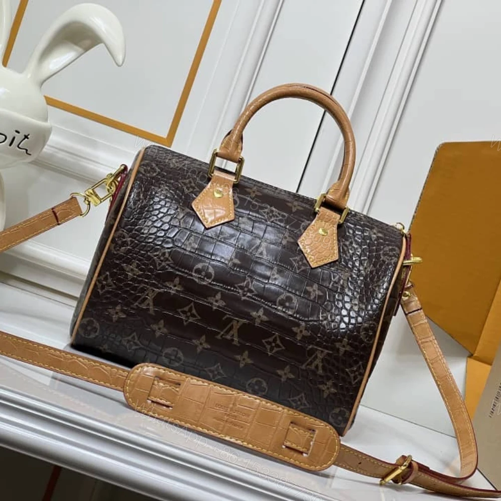 View 7 of Louis Vuitton Speedy Satchel Bag Monogram Brown 25Cm