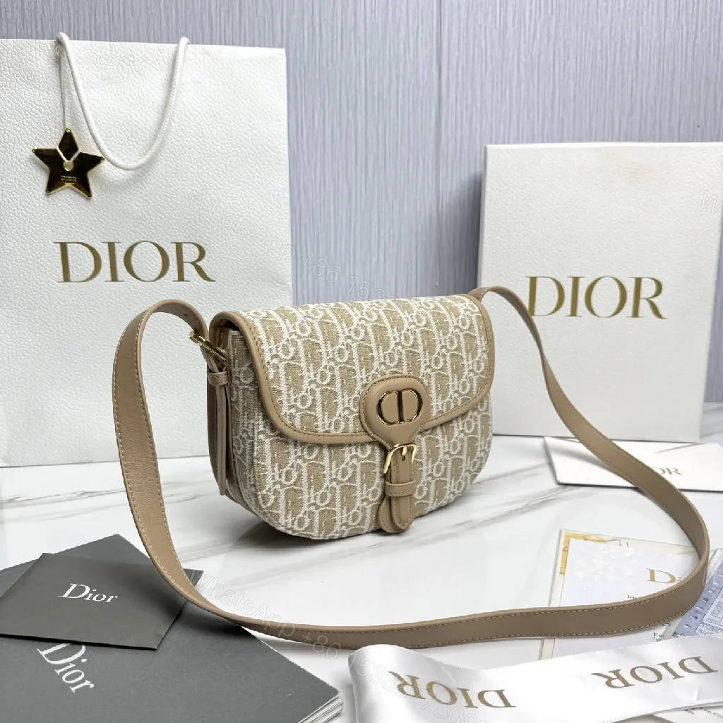 View 8 of Beige Canvas Satchel: Dior-Oblique Twist Luxury Bag