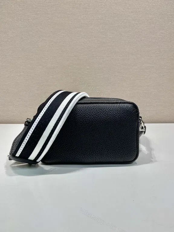 View 8 of Prada Black Pebbled Crossbody: Compact Luxury Bag