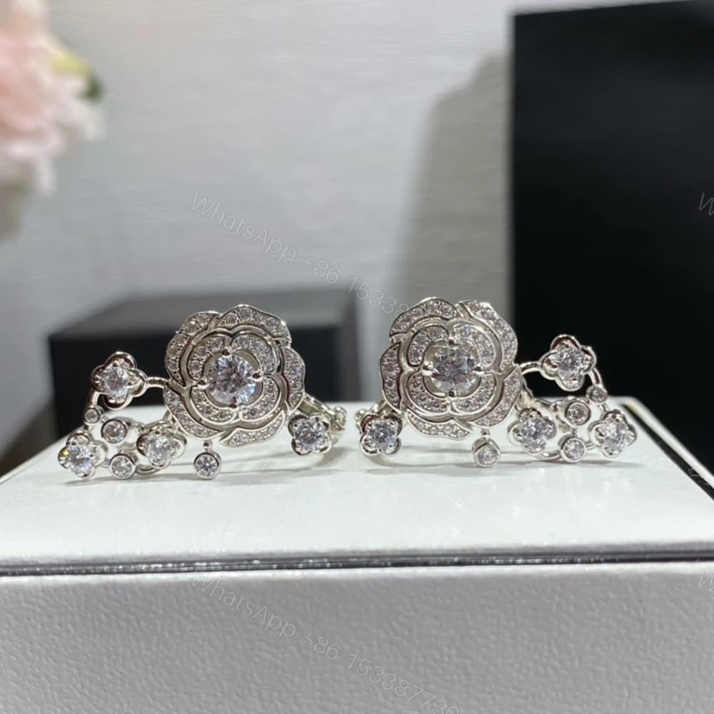 View 4 of CHANEL BOUTON DE CAM??LIA HANGING EARRINGS