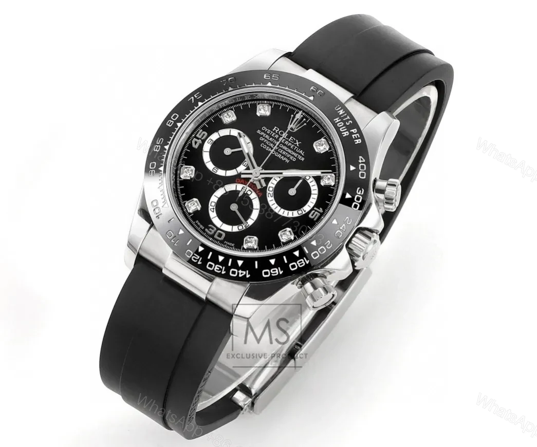 View 2 of GM Factory Clean Factory Rolex Daytona Black Rubber Strap Watch