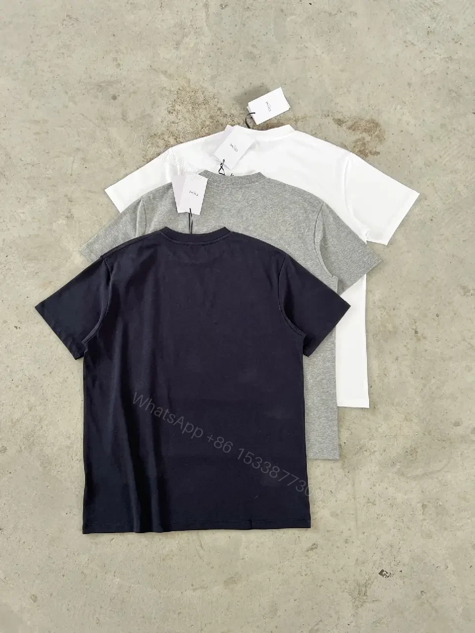 View 10 of Minimalist Cotton Tee: Subtle Luxury, Regular Fit, Navy/Gray/White