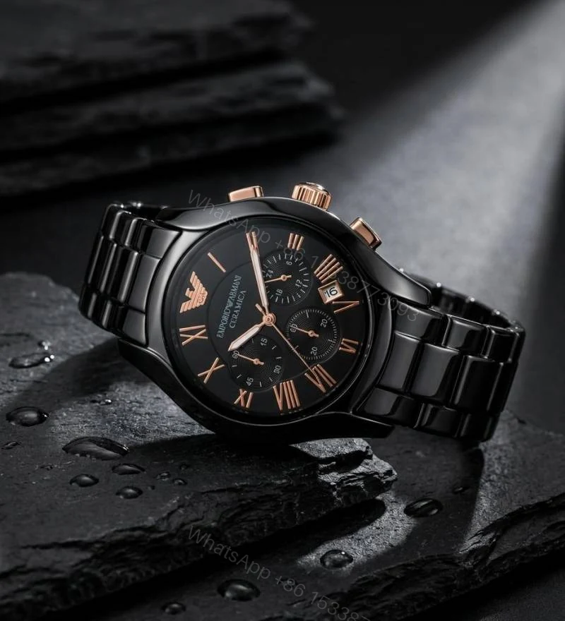View 2 of First Copy Emporio Armani Ceramic Black Copper Luxury Watch