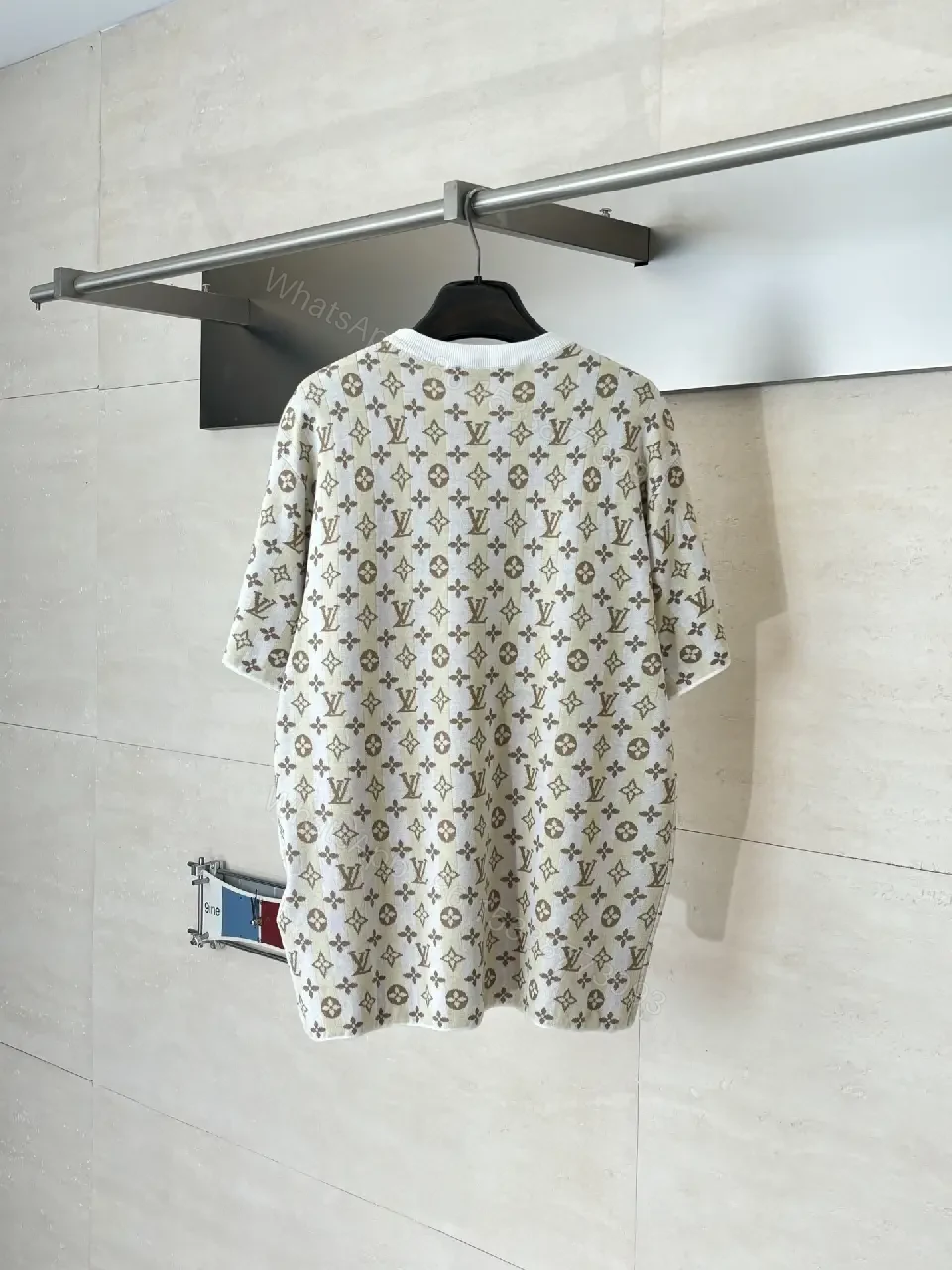 View 9 of White Cotton Jacquard Louis Vuitton Monogram Knit T-Shirt