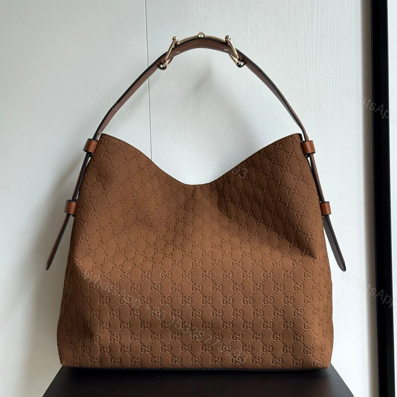 View 2 of Gucci Beatrix Large Tote Bag GG Suede Bottom Brown 40Cm