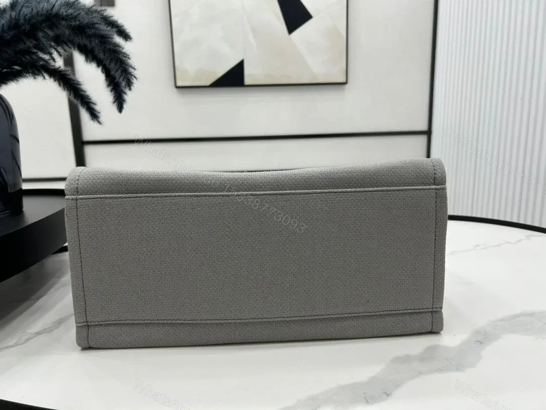 View 2 of CHANEL CC DEAUVILLE LARGE 38 TOTE BAG IN GREY CANVAS WITH WHITE LOGO