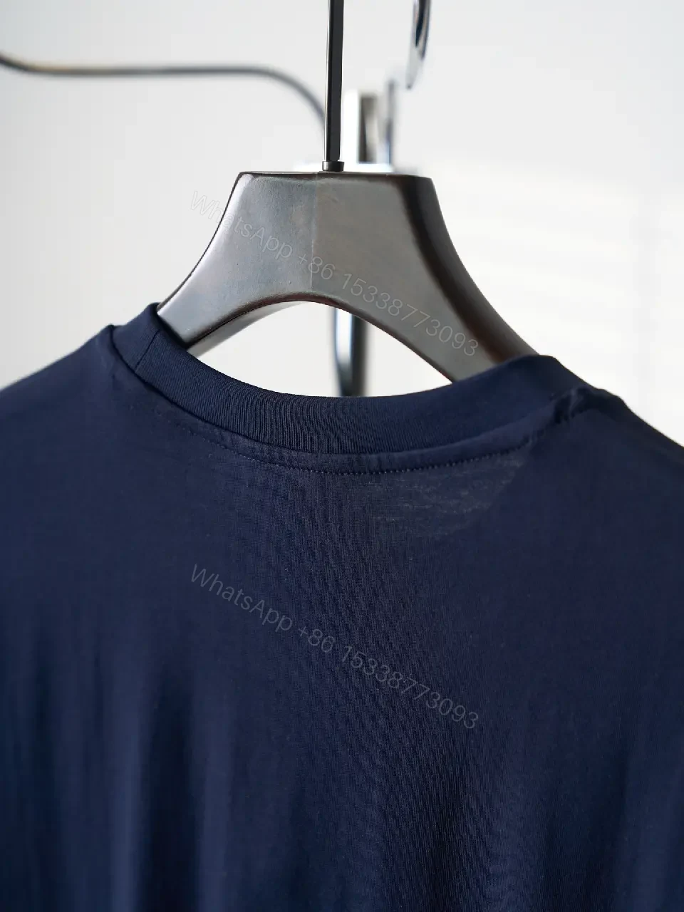 View 10 of Dark Navy Short-Sleeve Crew Neck T-Shirt, Smooth Knit, Soft Drape