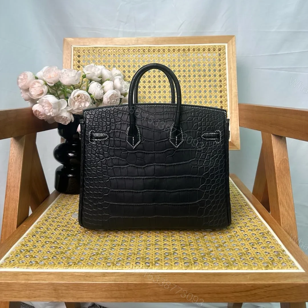 View 4 of Hermes Birkin 25cm Black Crocodile Leather Silver Hardware