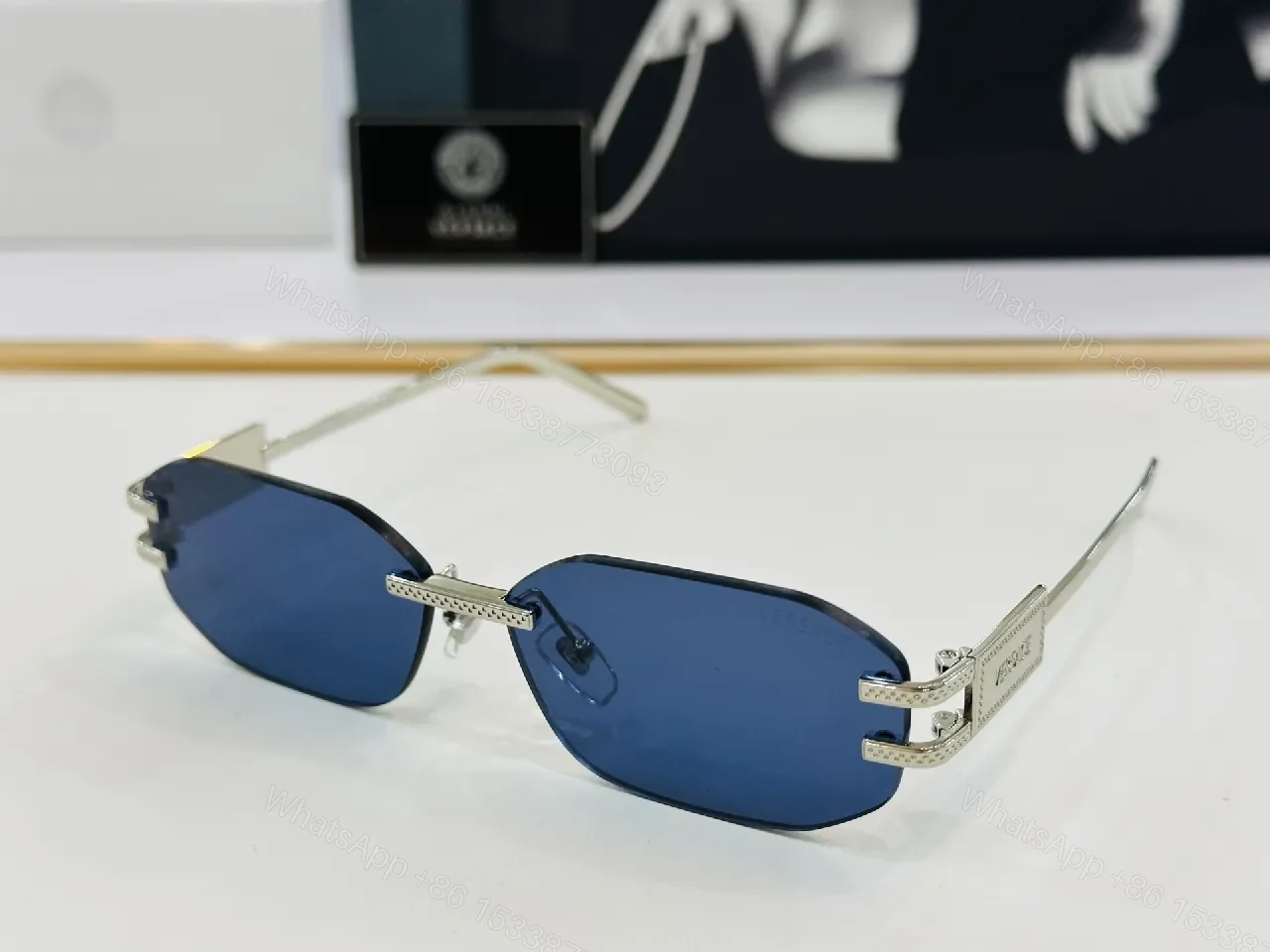 View 5 of Rimless Sunglasses: Black Matte, Luxury Minimalist Design
