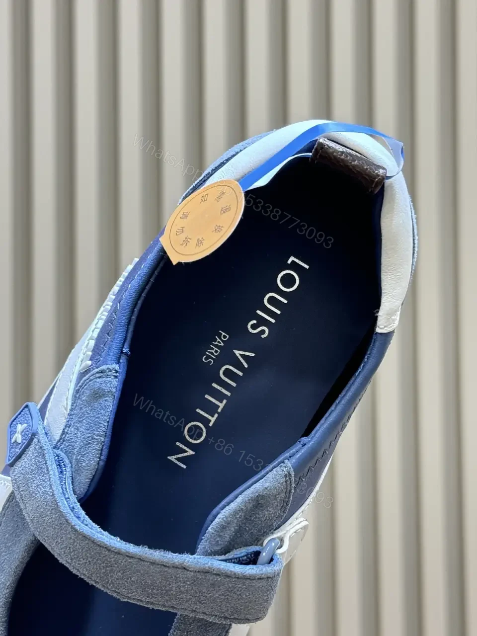 View 5 of Blue Suede High-Top Sneakers with Cushioned Comfort and Striking Straps