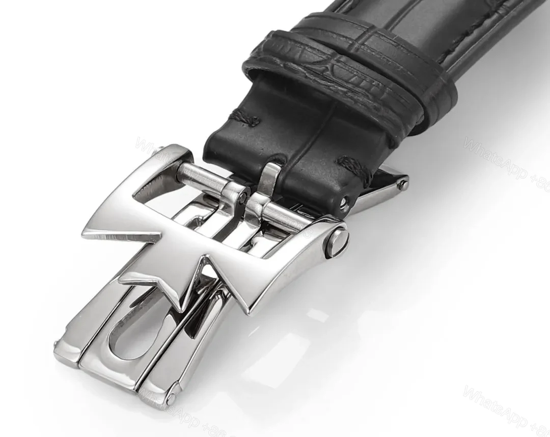 View 8 of GS Factory Vacheron Constantin Traditionnelle Mechanical Watch 83520/000R-9909 – Silver Dial, Black Leather Strap, 40mm Case, Power Reserve, Date, and Day Display