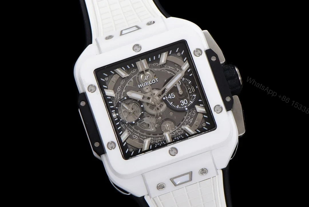View 2 of Hublot Square Bang Unico Replica 42MM Premium White Ceramic Rubber Strap Edition RG-HUBLOT-SQUARE-WHITE-42