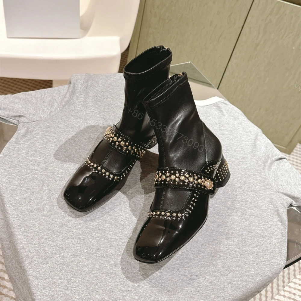 View 2 of 高仿Dior*Belle-D系列KCT065柳釘拉鏈短靴4CM黑色免檢版