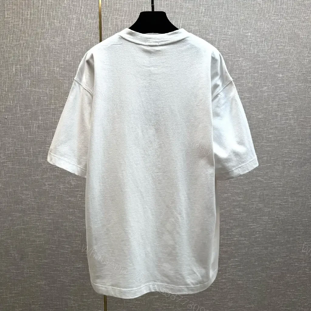 View 9 of Bright White Cotton-Blend Tee with Subtle CELINE Paris Logo