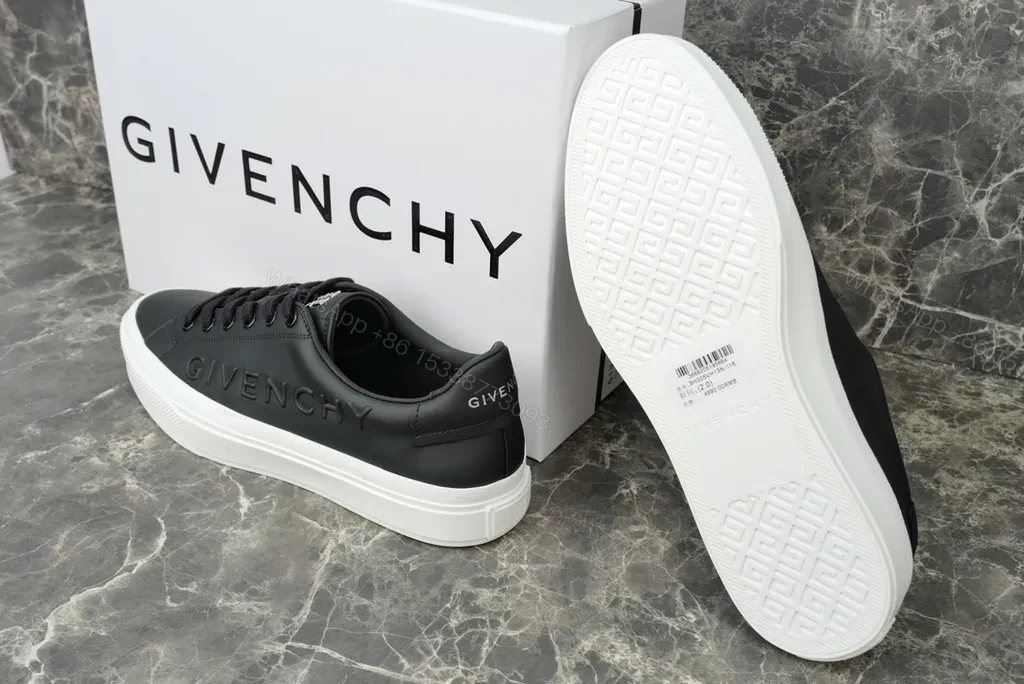 View 3 of Black Leather Low-Top Sneakers: Givenchy-Inspired Luxury Comfort