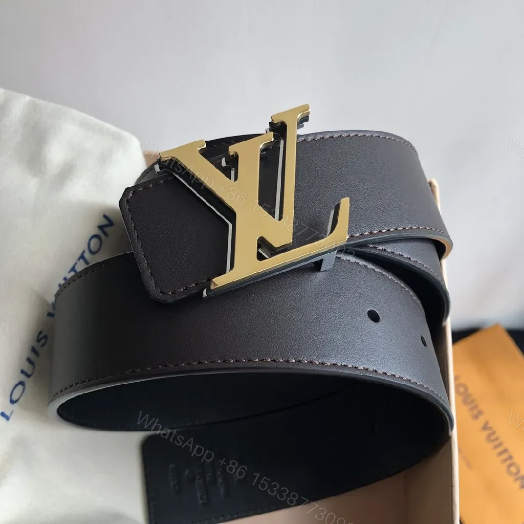 View 3 of Refined Black Leather Belt with Gold Buckle, Medium Width