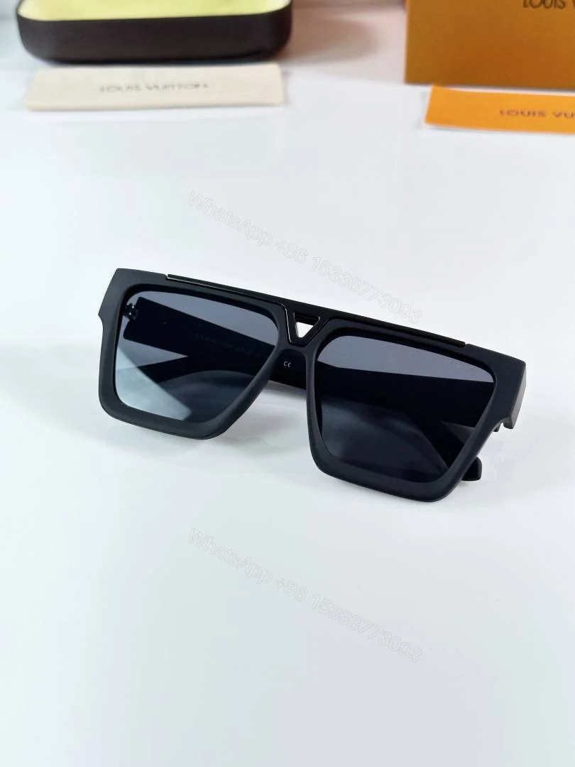 View 3 of First Copy Louis Vuitton Black Square Frame Grey Lens Men’s Sunglasses