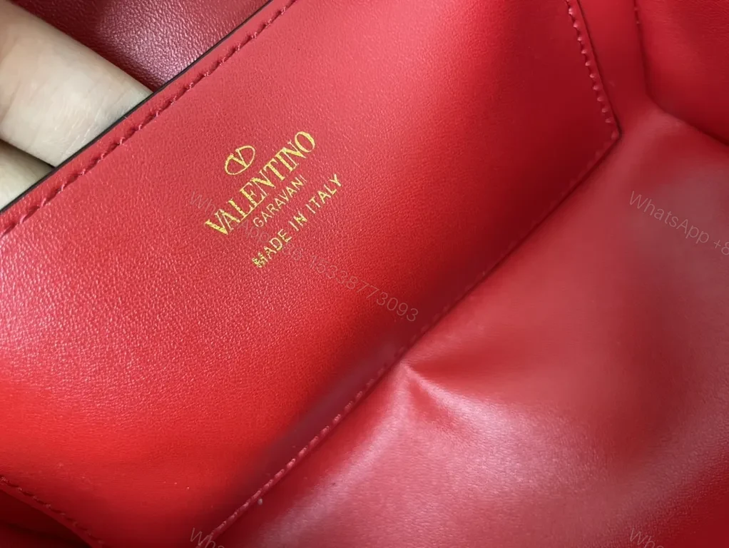 View 9 of Crimson Rockstud Box Bag: Red Calfskin, Luxury Crossbody