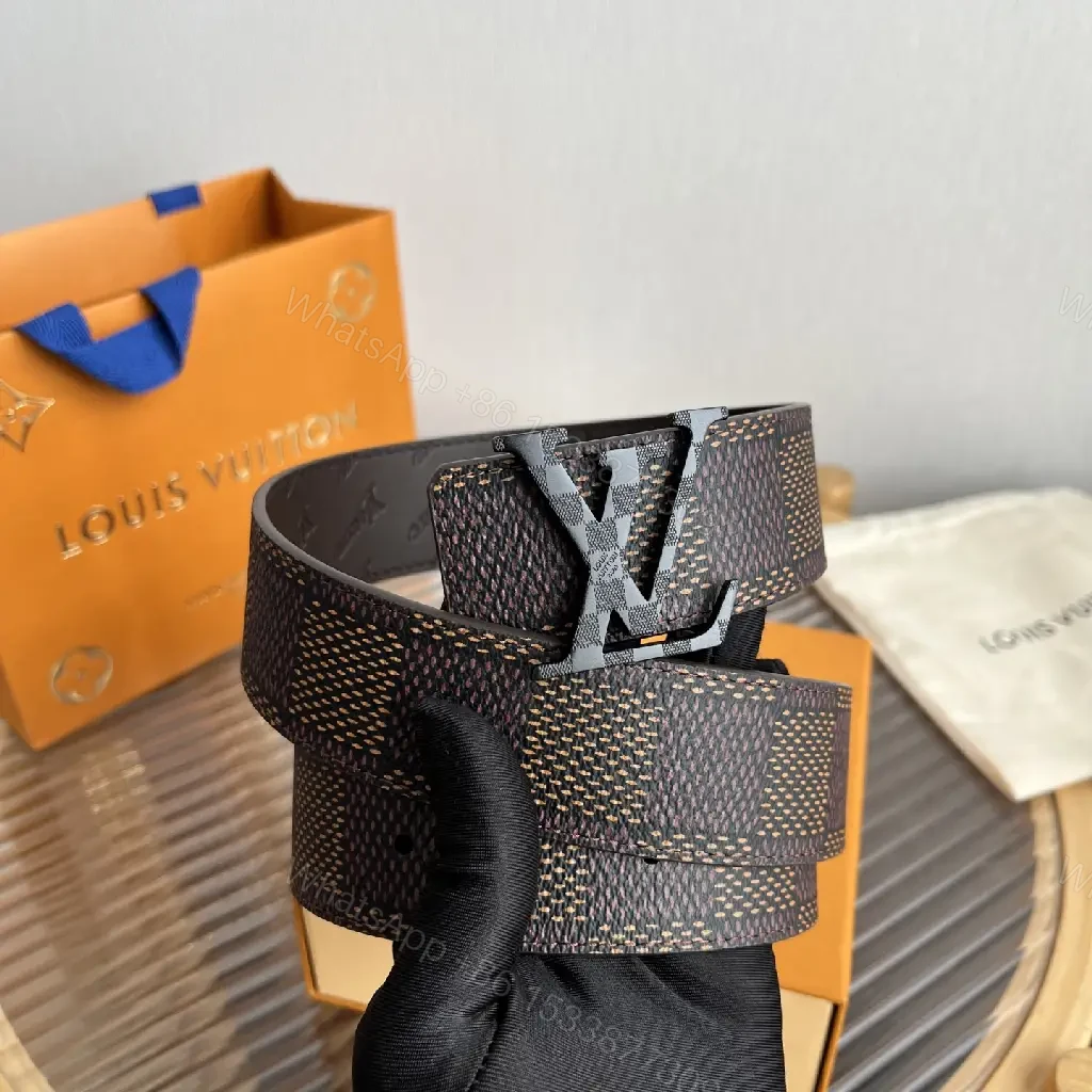 View 7 of Dark Brown Belt Monogram Pattern Slider Belt with LV Buckle