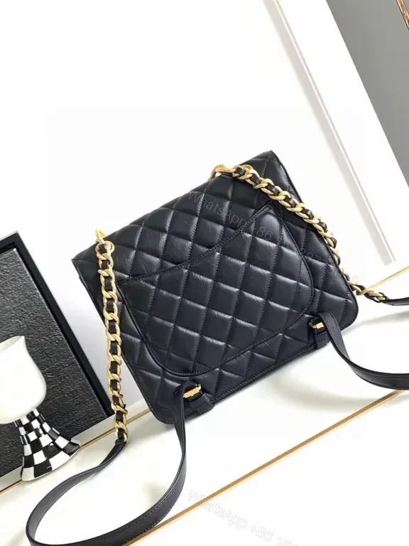 View 2 of Gold Chain Quilted Leather Handbag: Classic Chanel Whisper Style