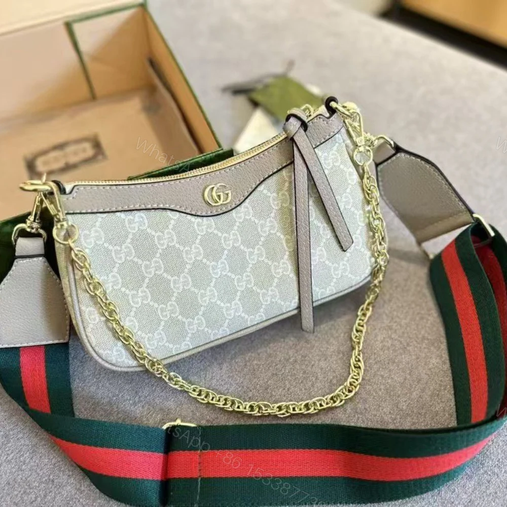 View 2 of Gucci Ophidia Small Shoulder Bag Beige And White 25Cm 735132 UULAG 9682