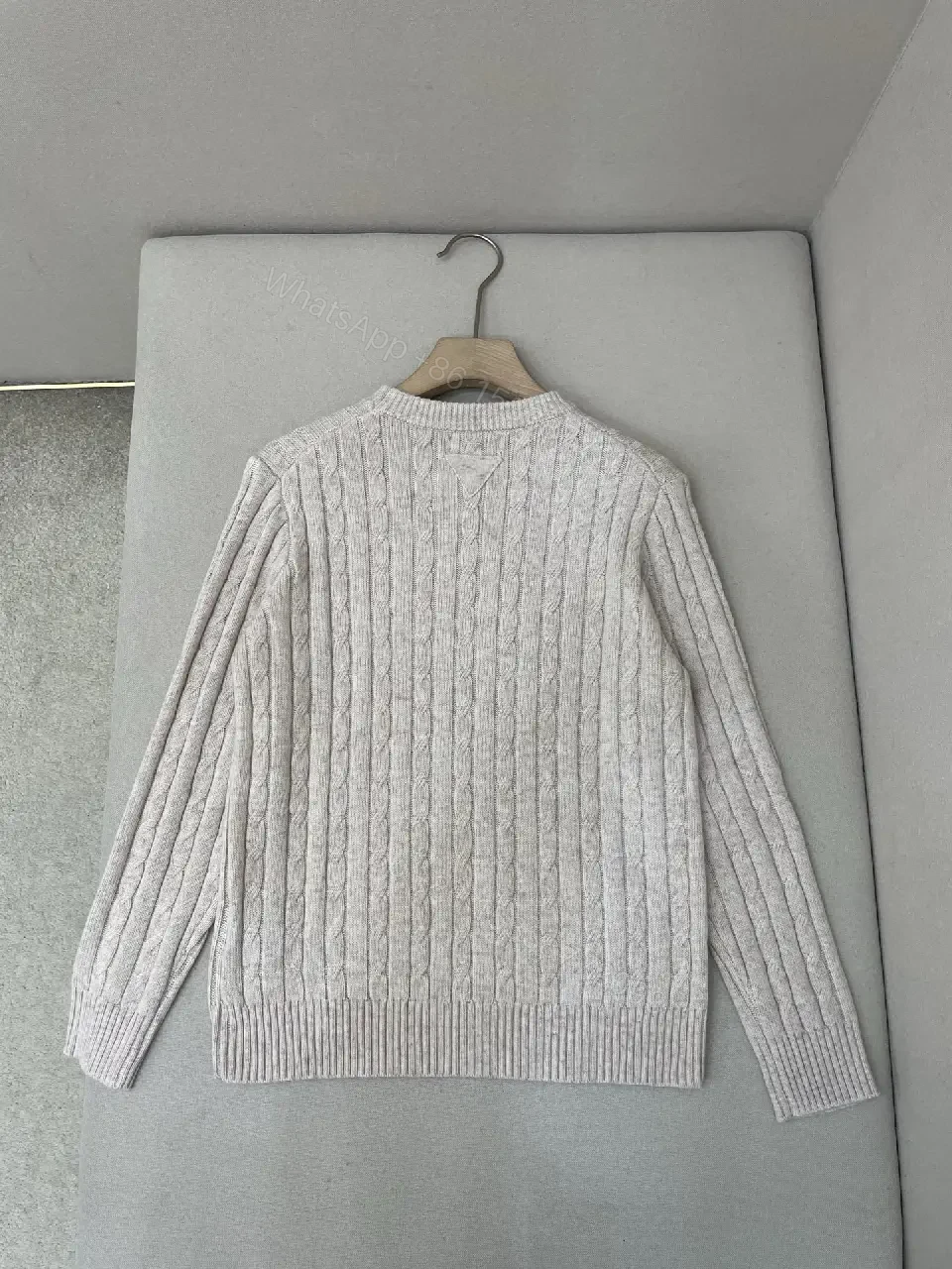 View 11 of Neutral Cable-Knit Crewneck Sweater with Texture