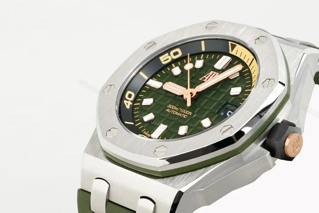View 2 of APS Factory Audemars Piguet Royal Oak Offshore Diver Watch – Green Dial, Stainless Steel Case, Rubber Strap, 42mm
