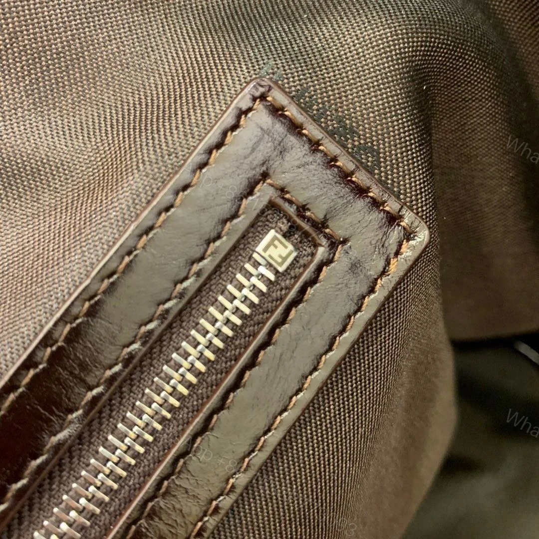 View 4 of FENDI ZUCCA TOTE BAG IN BROWN AND BLACK WITH GOLD HARDWARE